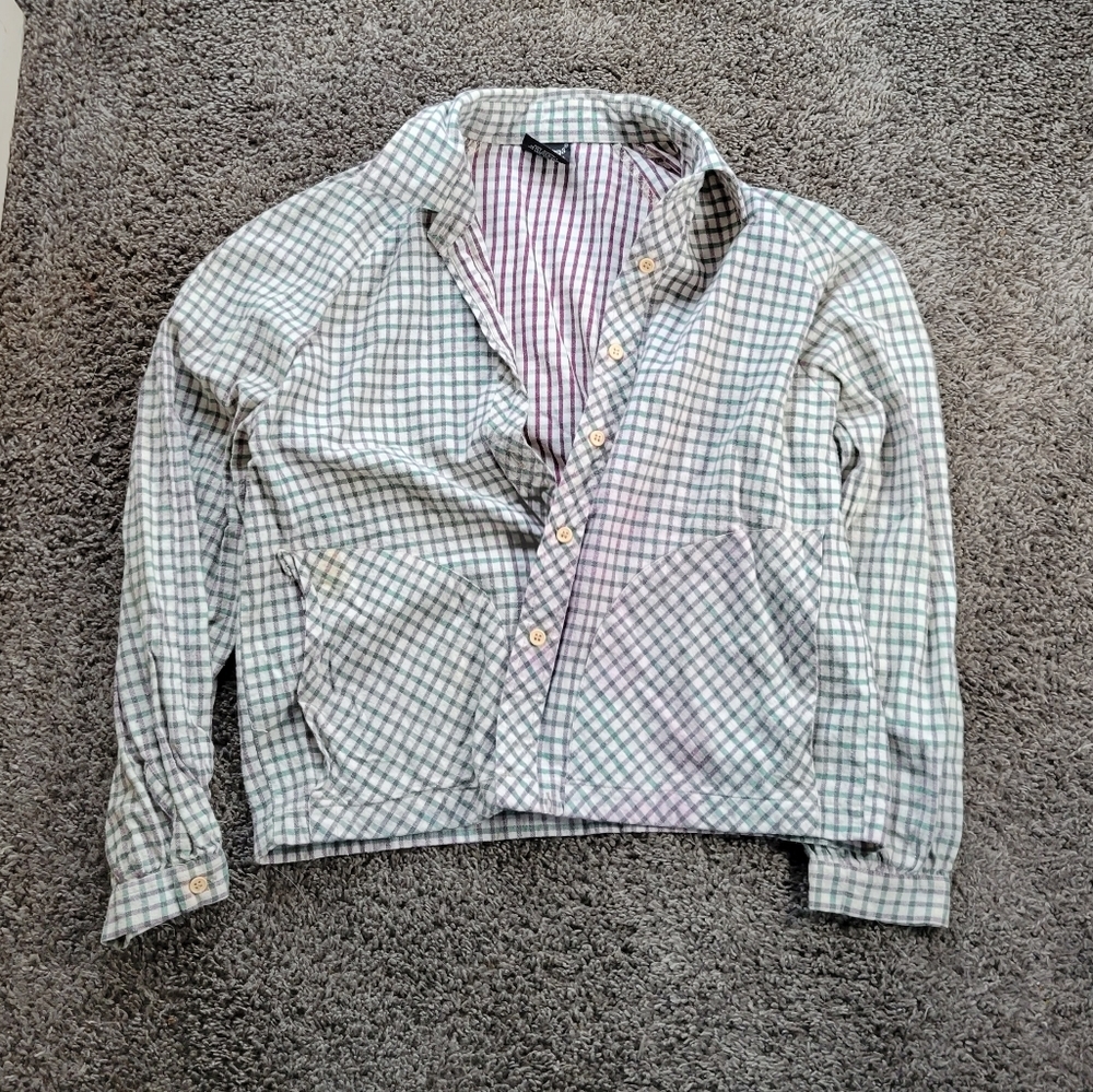 Vintage Sultra Button Flannel Shirt 70s 80s Purple Green Retro Woman's Large
